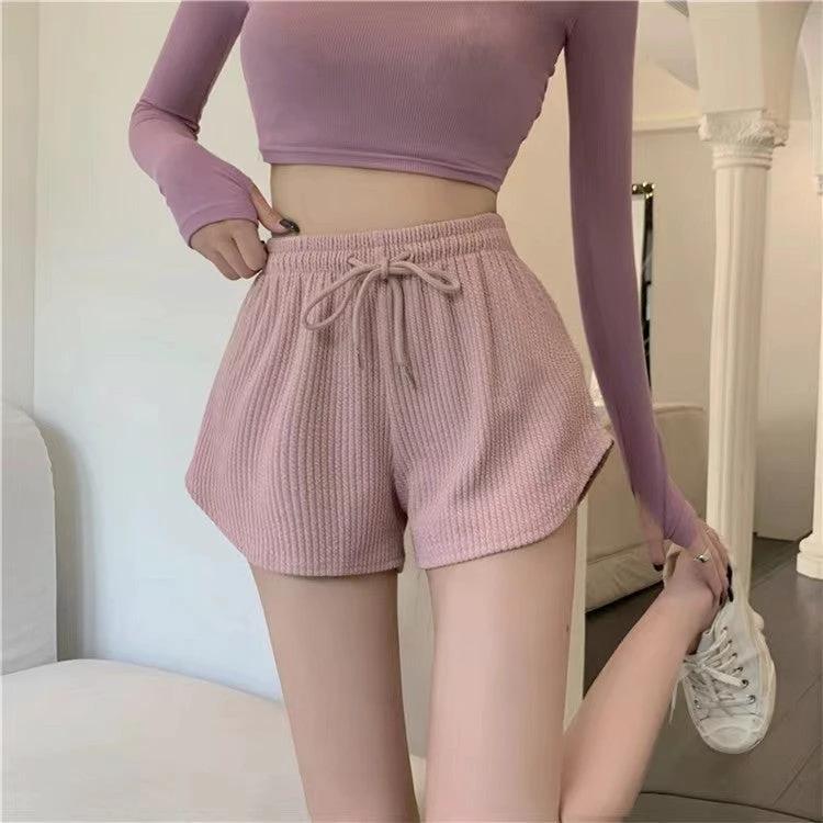 Waffle Casual All-Match Sports Shorts For Women by GJG Denim