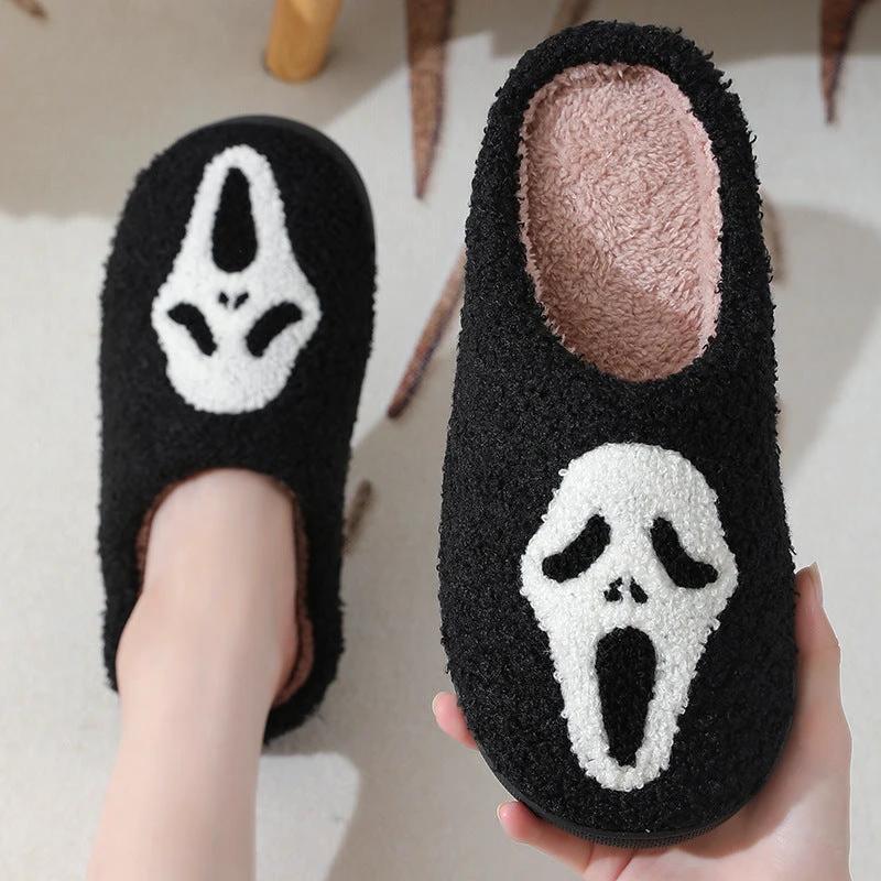 Men's Halloween Skull Cartoon Print Slippers by GJG Denim