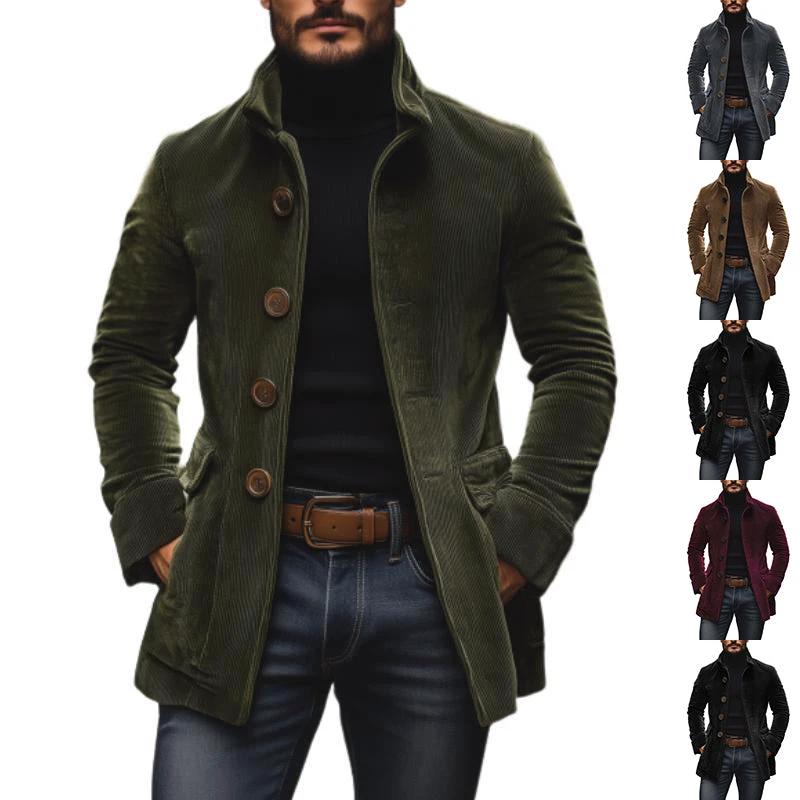 Men's Stand Collar Button-up Coat Casual Jacket by GJG Denim