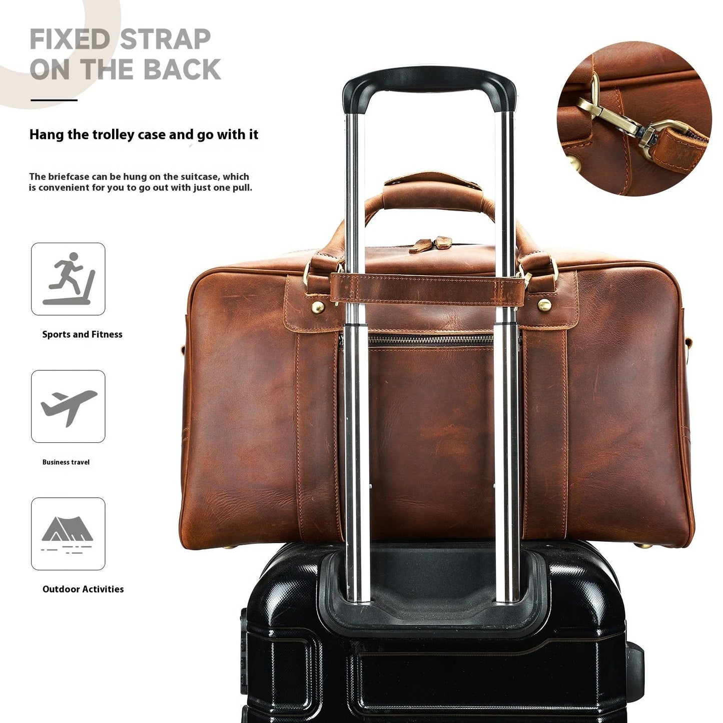 Men's Retro Short-distance Travel Bag Genuine Leather by GJG Denim