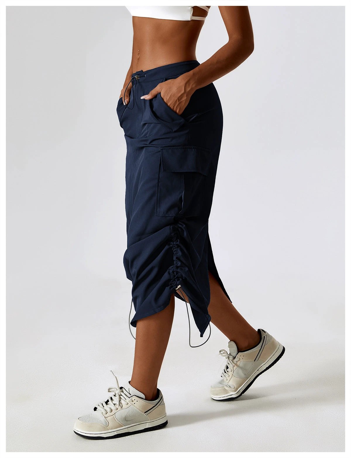 European And American Retro Suit Skirt Waist Sports Casual Skirt Mid-length All-matching Work Clothes Pocket Skirt by GJG Denim