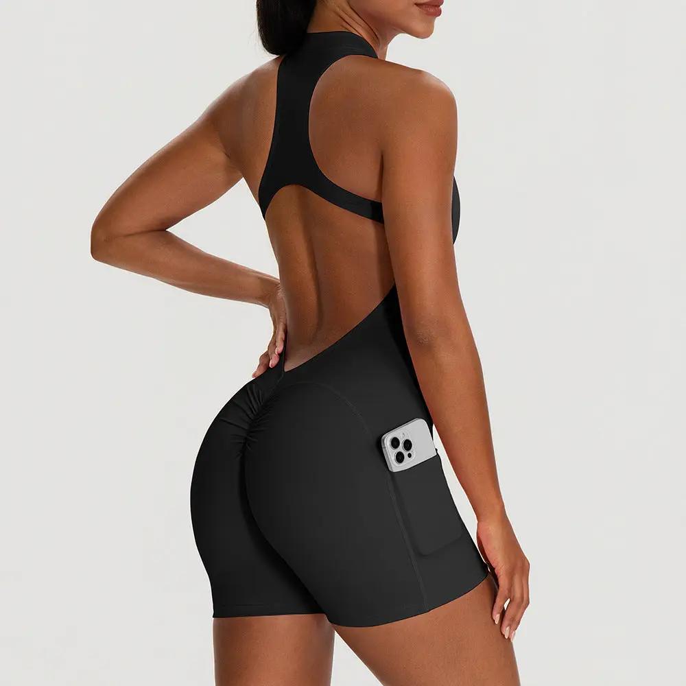 Tight-fitting Padded Peach-butt Fitness Bodysuit by GJG Denim