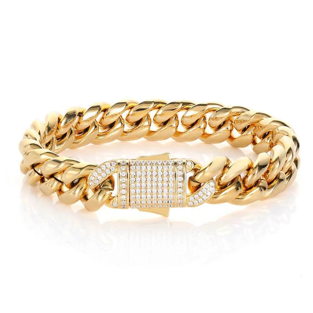 Men's Stainless Steel Cuban Chain Link Bracelet by GJG Denim