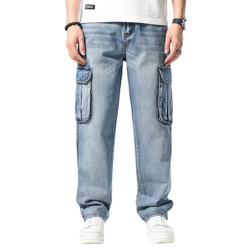 Men's Nostalgic Retro Multi-pocket Jeans by GJG Denim