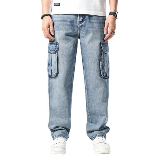 Men's Nostalgic Retro Multi-pocket Jeans by GJG Denim