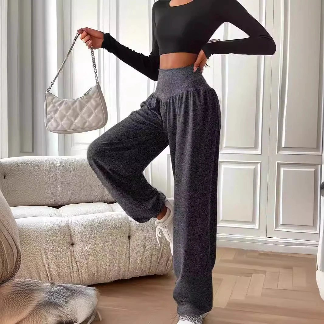 Women's Solid Color Breathable And Hanging Sports Pants by GJG Denim
