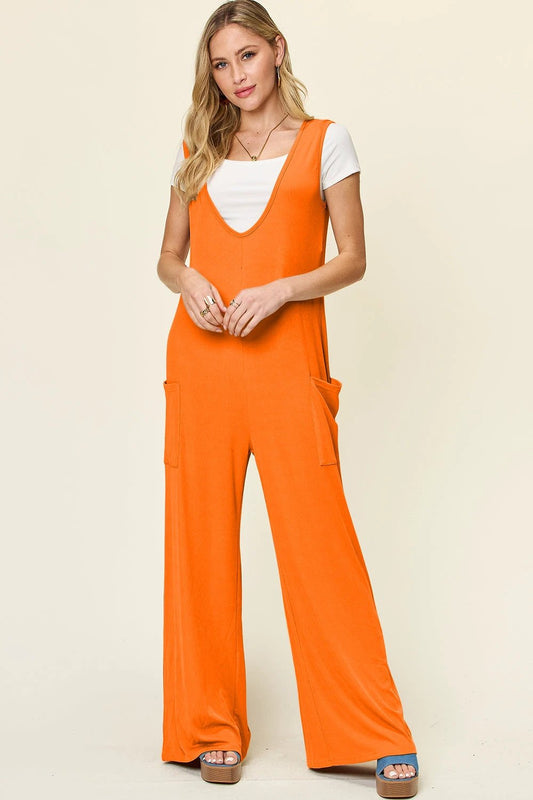 Sleeveless Wide Leg Jumpsuit with Handy Pockets by Lady Ros