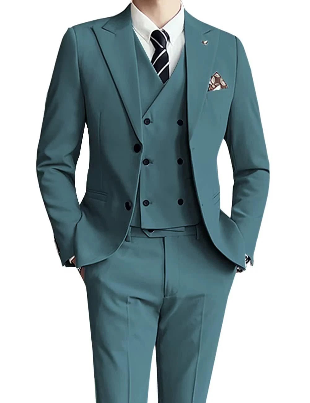 Men's Three-Piece Suit Assorted Colors by GJG Denim
