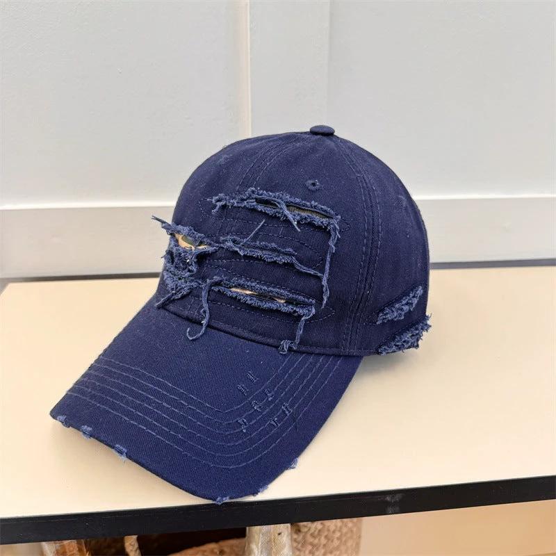 Men's Old Ripped Soft Top Baseball Cap by GJG Denim
