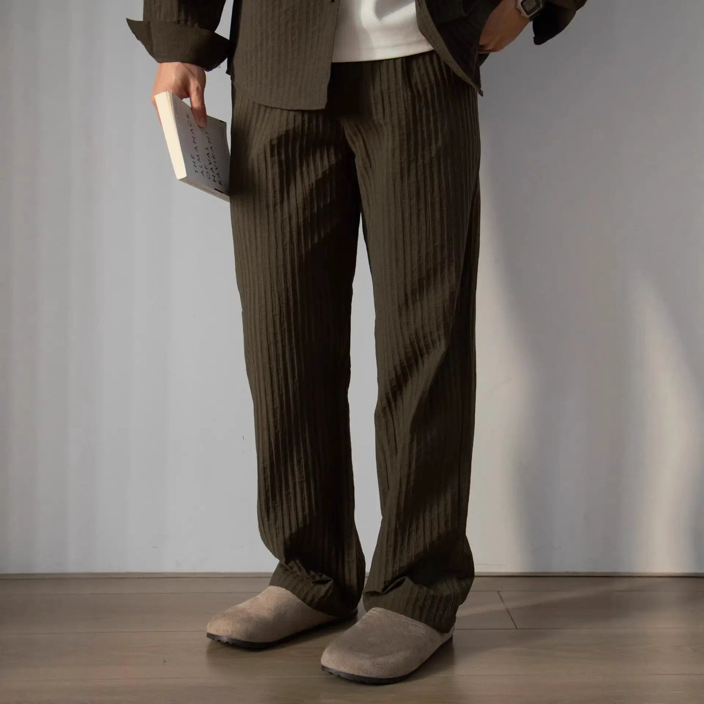 Japanese-style Wood-grain Textured Shirt Set by GJG Denim