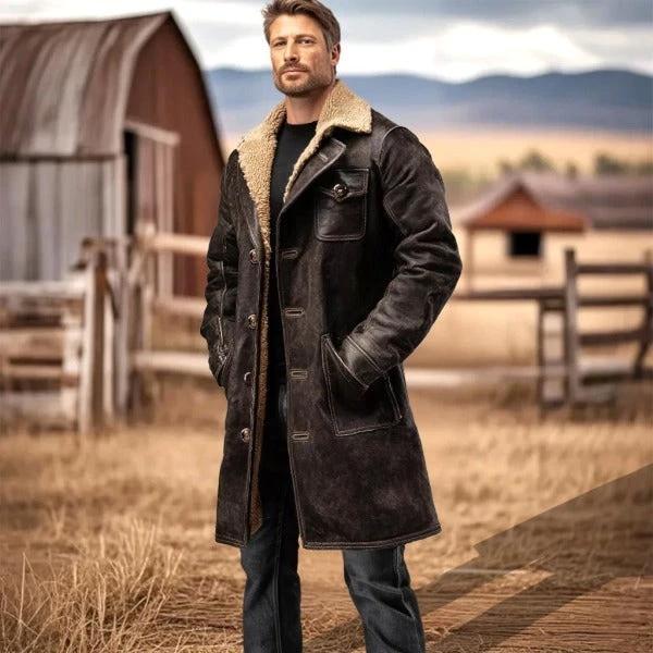 Men's Vintage Dark Brown Suede Jacket by GJG Denim