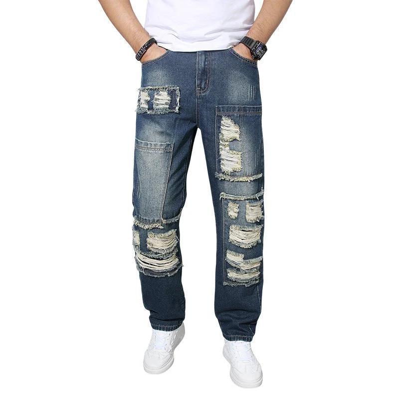 Men's Straight Wrinkle-resistant Loose Casual Jeans by GJG Denim