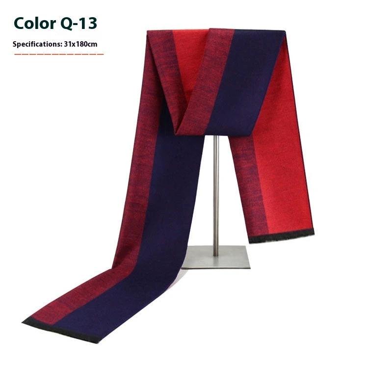 Men's Warm Cashmere-like Striped Scarf by GJG Denim