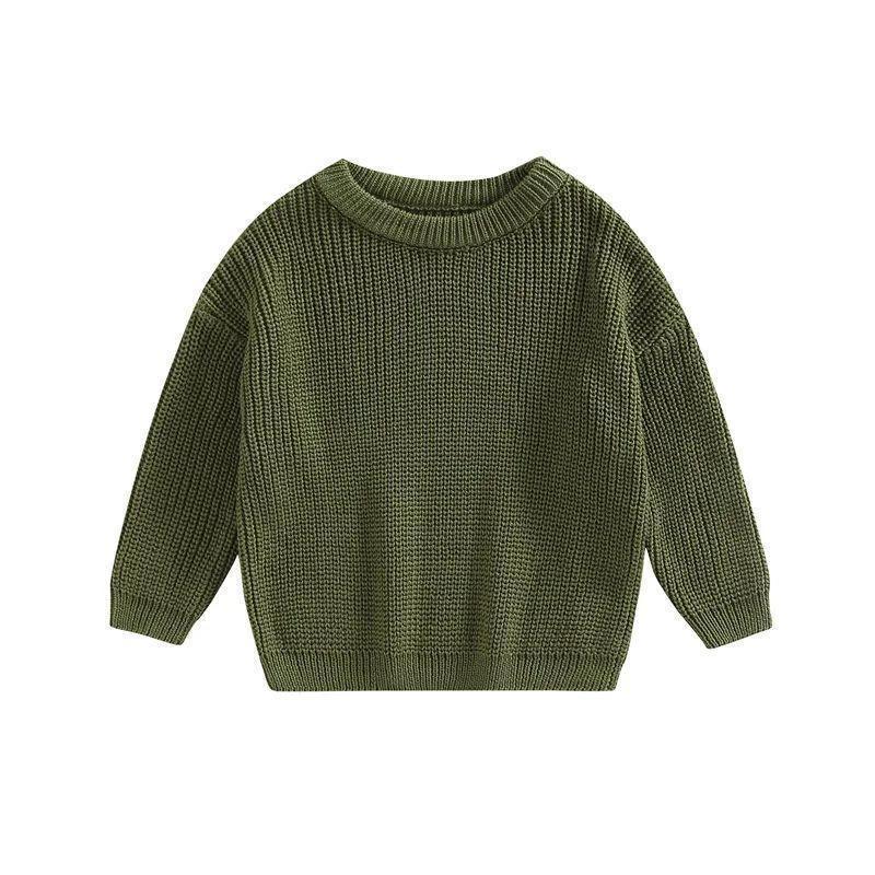 Girls' Solid Color Crew Neck Casual Sweater by GJG Denim