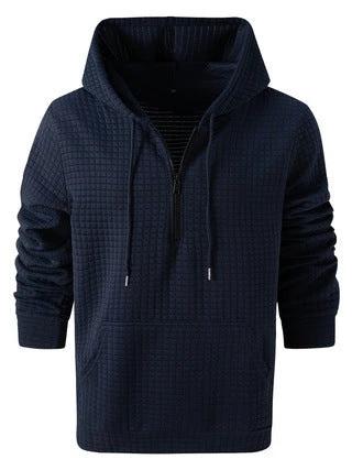 Men's Jacquard Solid-Color Casual Hoodie by GJG Denim
