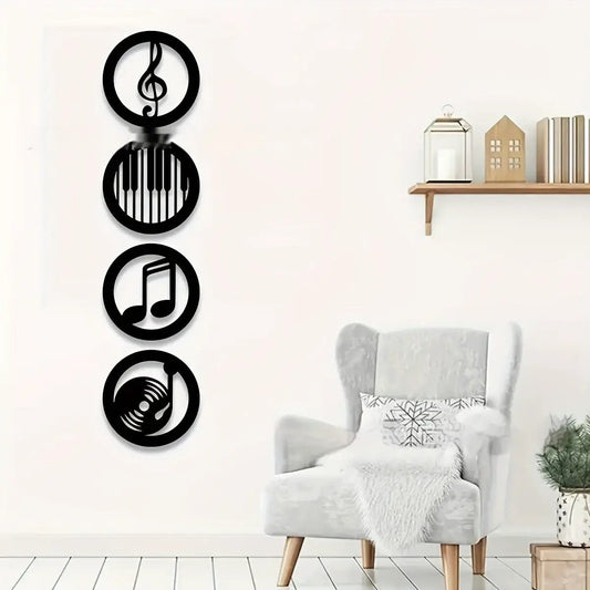 Black Music Notes Wooden Wall Decor by GJG Denim