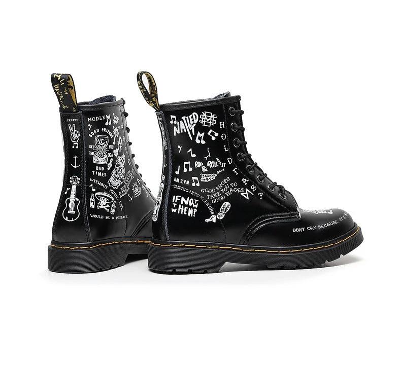 Men's Hard Leather Graffiti Boots by GJG Denim