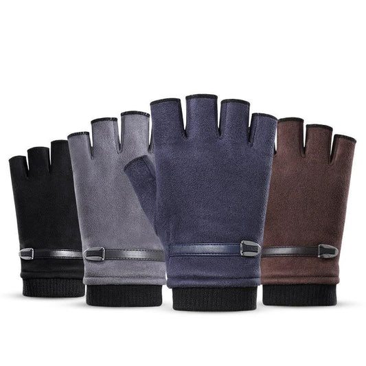Half Finger Gloves Suede Finger Sports Outdoor Riding by GJG Denim