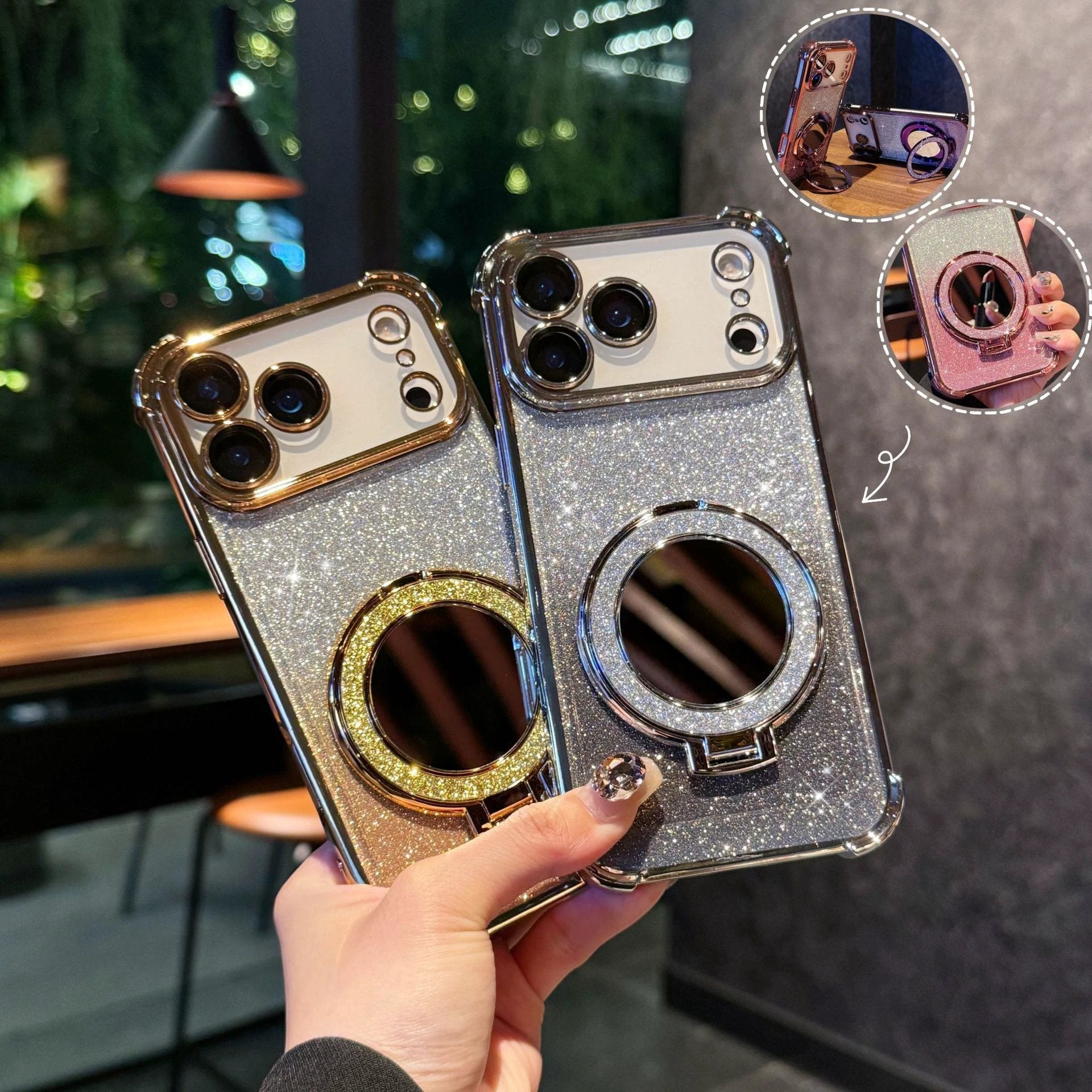 Glitter Mirror Magnetic Bracket Phone Case by GJG Denim