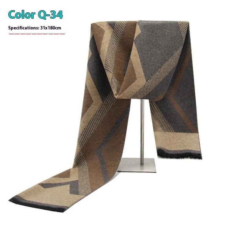 Men's Warm Cashmere-like Striped Scarf by GJG Denim