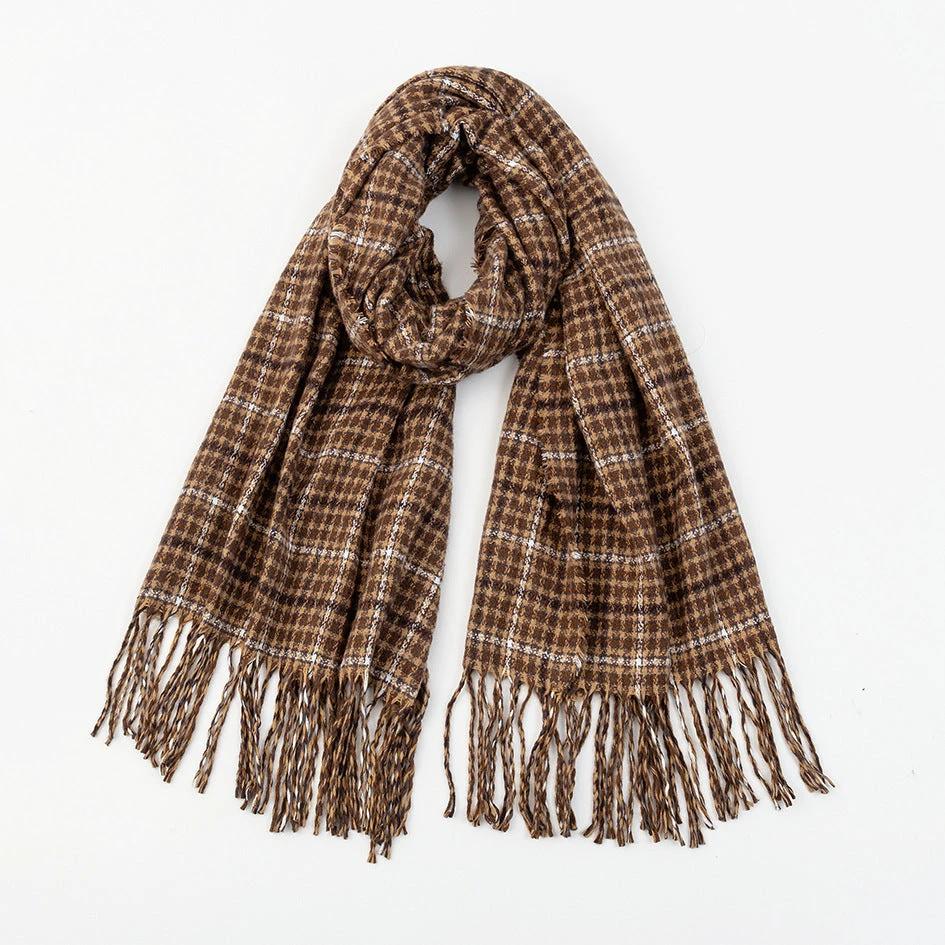 Men's Cashmere Plaid Tassel Scarf by GJG Denim