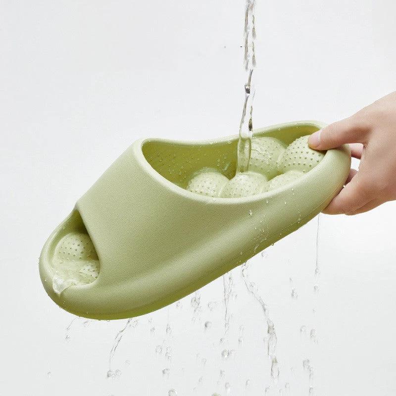 Ball Massage Sole Design Bathroom Slippers Women's House Shoes Indoor Non-Slip Floor Home Slippers Summer by GJG Denim