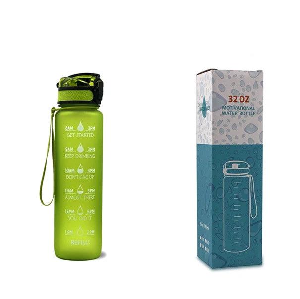 1L Tritan Water Bottle With Time Marker Bounce Cover Motivational Water Bottle Cycling Leakproof For Sports Fitness by GJG Denim