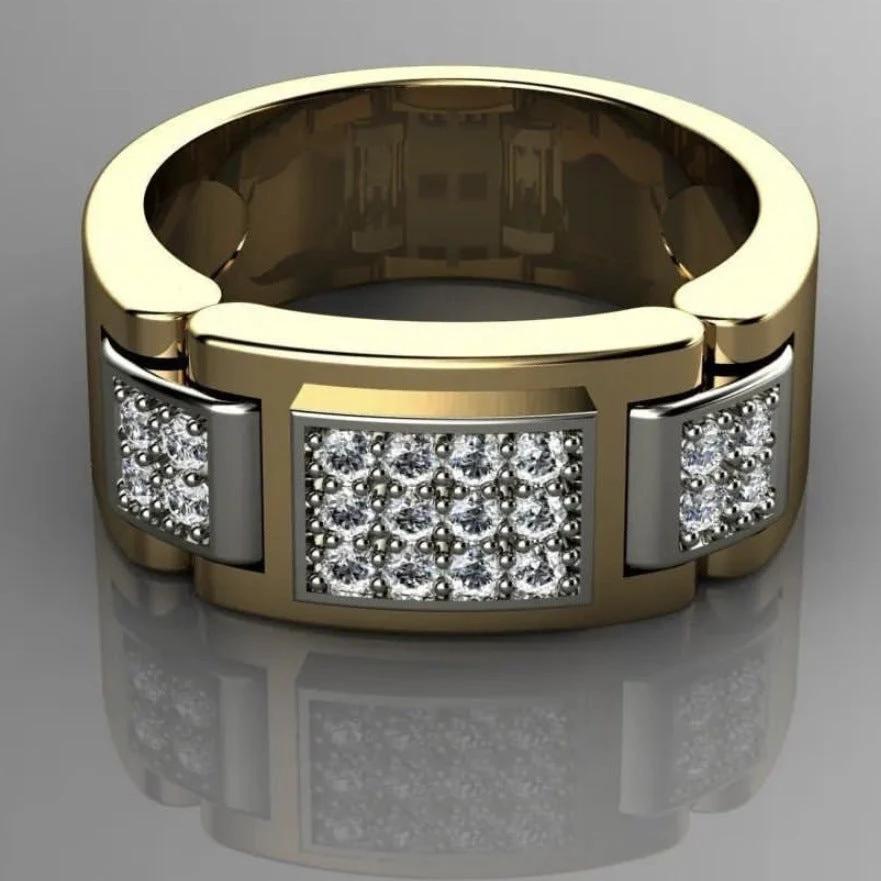 Fashion Rectangular Full Diamond Like Men's Ring by GJG Denim