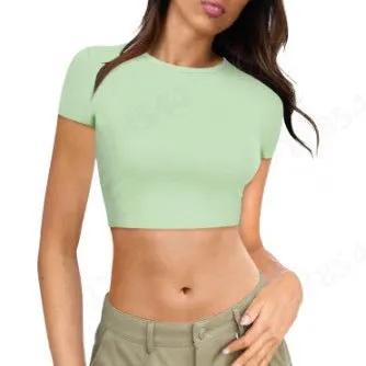 Womens Midriff-baring T-Shirt, Sassy Summer Pullover Top by GJG Denim