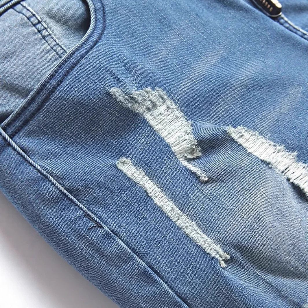 Men's Ripped Street Trend Style Jeans by GJG Denim