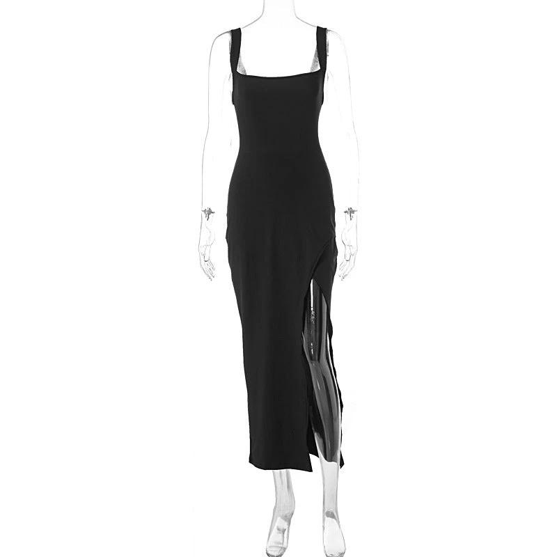 Split Backless Suspender Sheath Women's Clothing Dress by GJG Denim