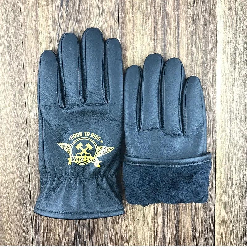 Outdoor Retro Cycling Fleece-lined Warm Gloves For Men by GJG Denim