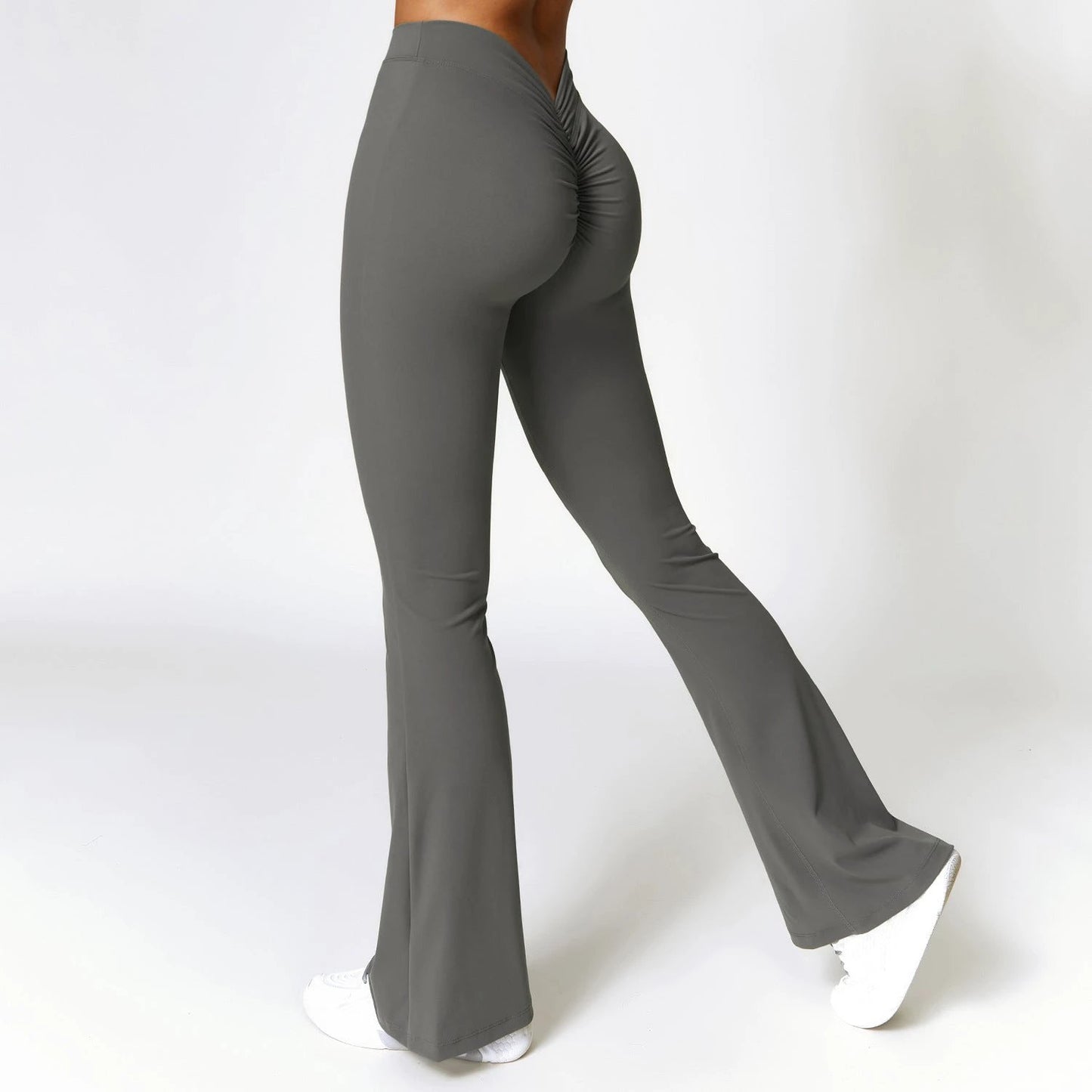 High-waist Quick-drying Fitness Sports Wide Legs Bootcut Trousers by GJG Denim
