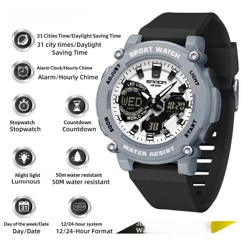 Men's Dual-display Luminous Chronograph Watch For Hiking by GJG Denim