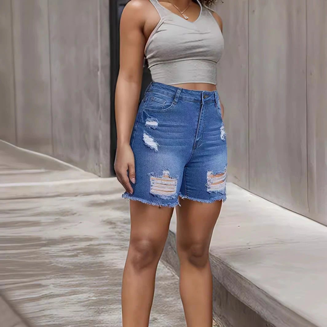 Ripped Denim Shorts by GJG Denim