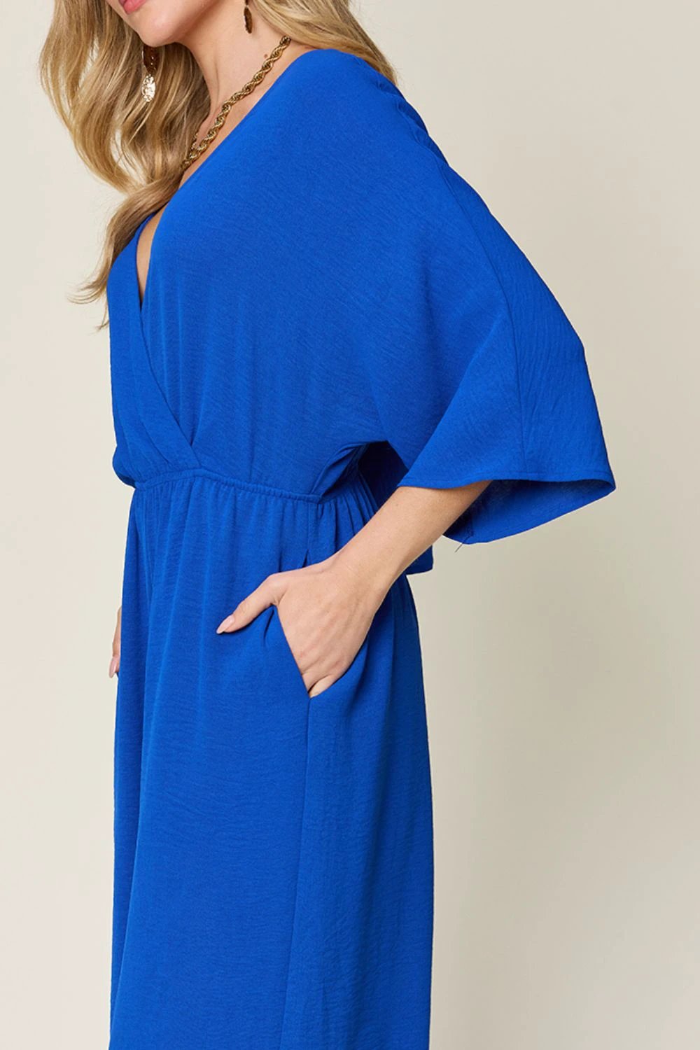 Tie-Waist Jumpsuit with Wide Legs and Short Sleeves by Lady Ros