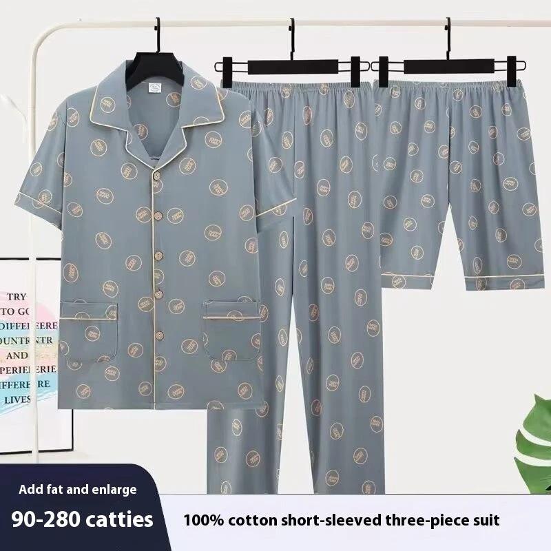 Men's Pajamas Short-sleeved Three-piece Set by GJG Denim