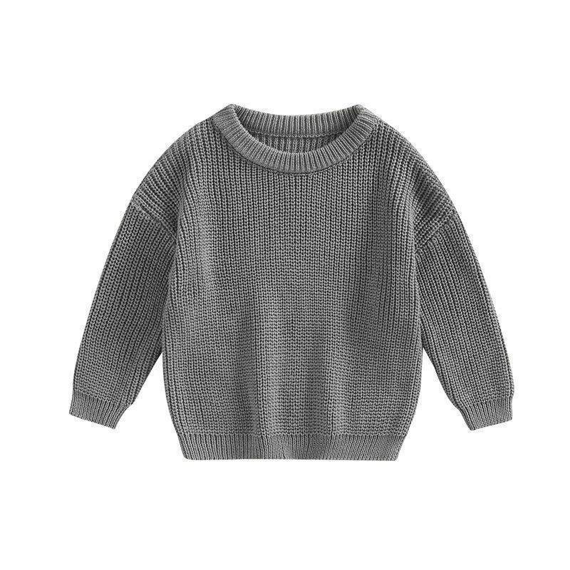 Girls' Solid Color Crew Neck Casual Sweater by GJG Denim