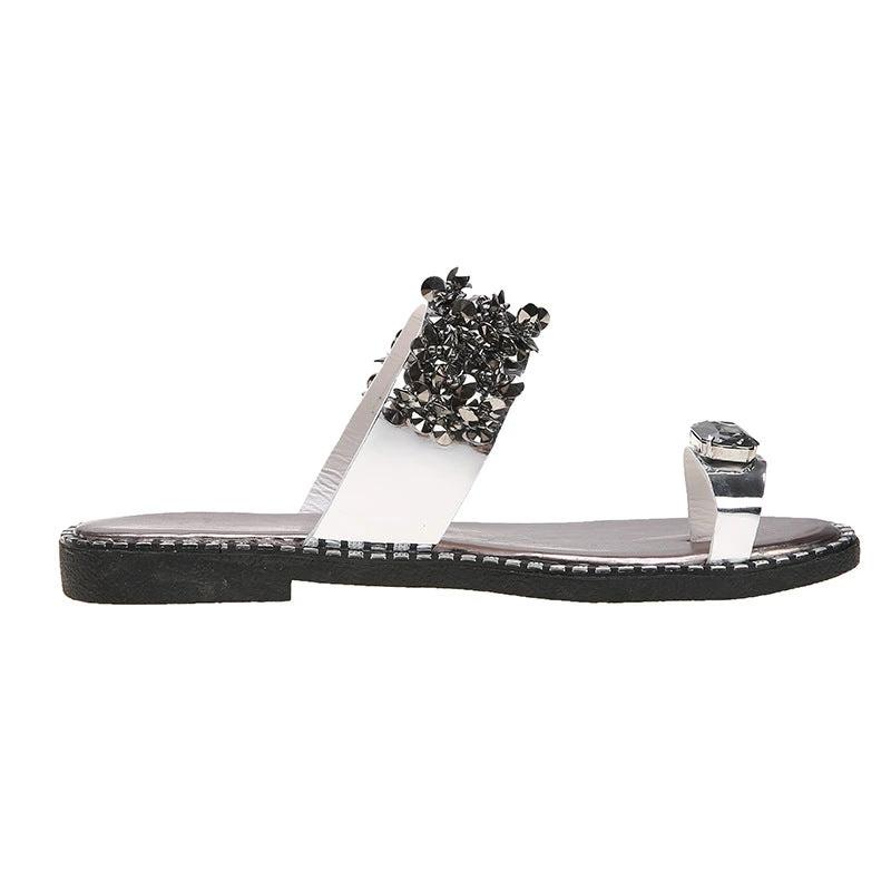 Summer Flat-heel All-over-toe Rhinestone Sandals Sandals by GJG Denim