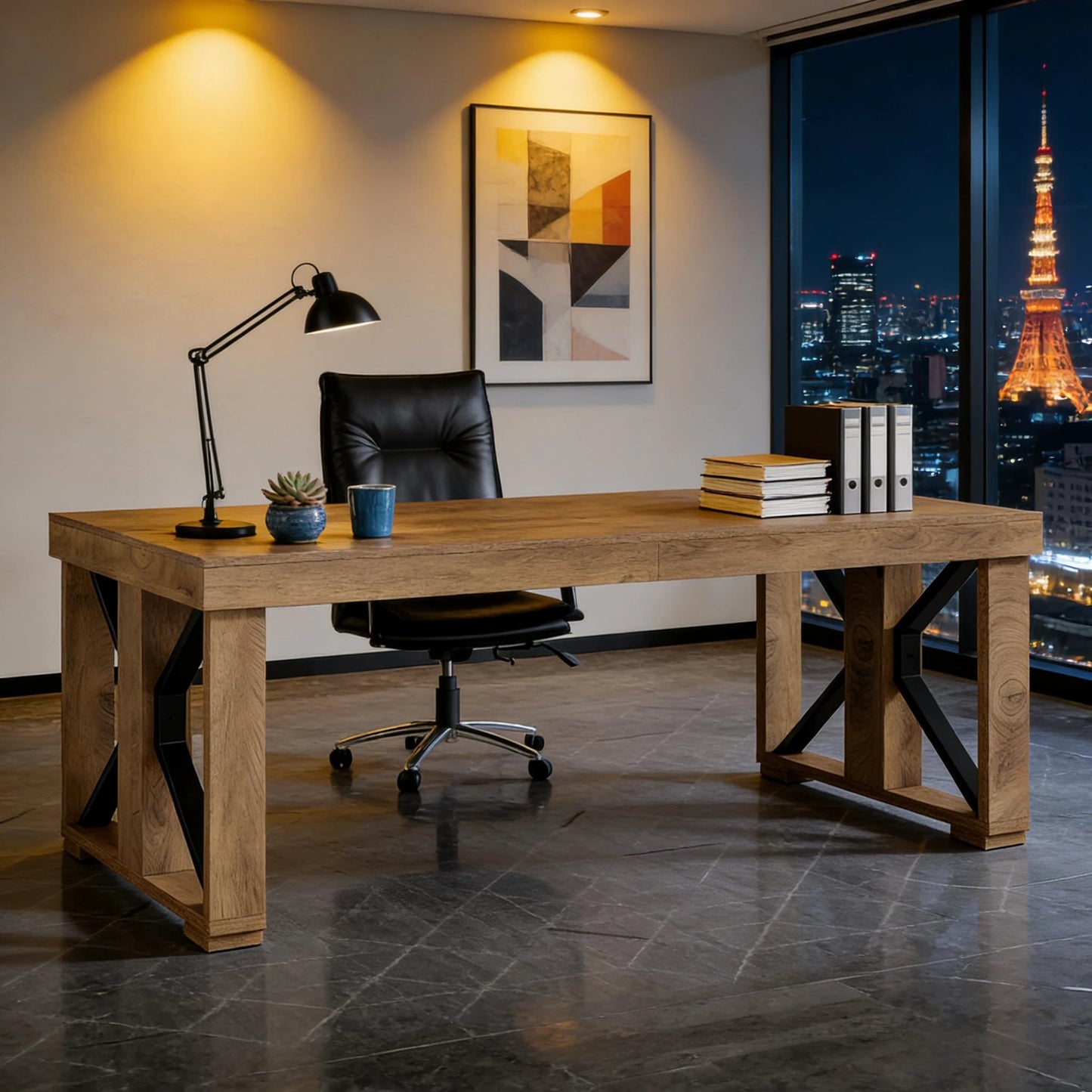Home Office Desk, Modern Executive Desk, Computer Desk by GJG Denim