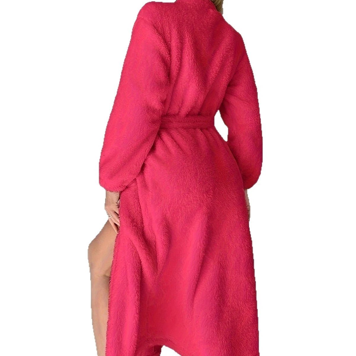 Thickened Long Section Lace-up Love Embroidered Warm Women's Robe by GJG Denim