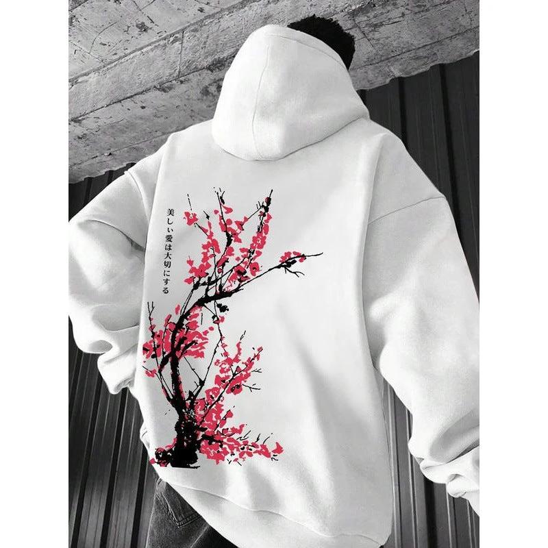 Men's Casual Printed Loose-fitting Hooded Sweatshirt by GJG Denim