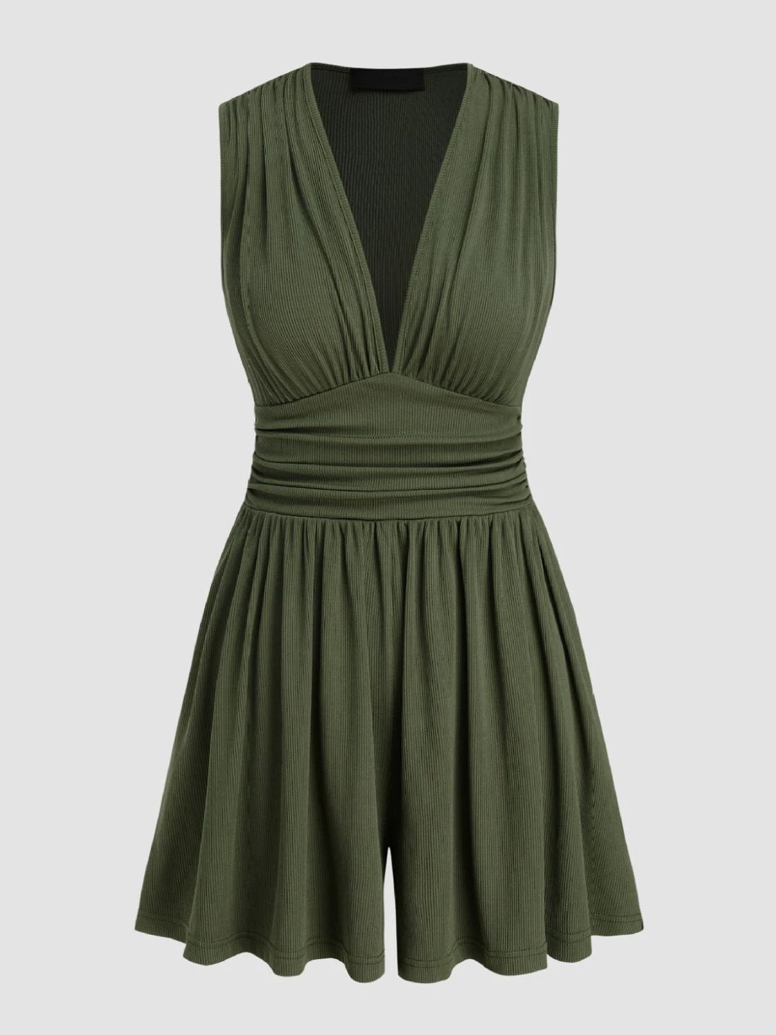 Ruched Plunge Sleeveless Romper by VYSN