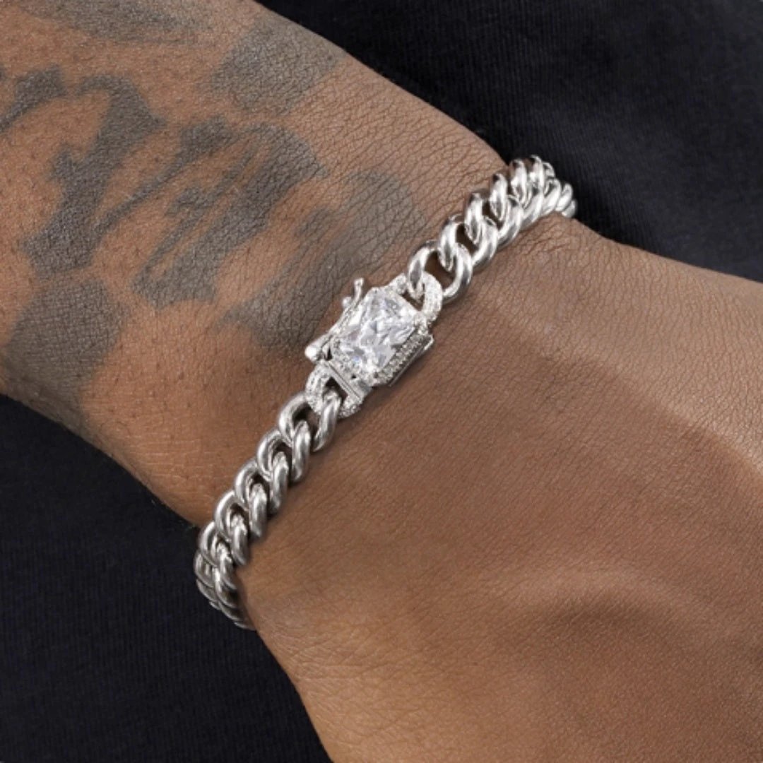 Men's S925 Sterling Silver Cuban Bracelet by GJG Denim