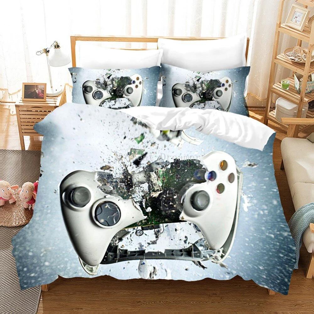 Game Controller Pattern Printed Bedding Duvet Cover Three-Piece Set by GJG Denim