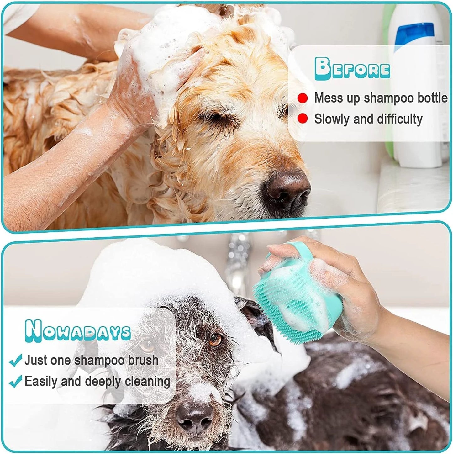 7pcs Pet Grooming Kit, Self-Cleaning Brush Shedding Kit With Nail Clipper, Flea Comb, Shampoo Bath Brush, Finger Toothbrush by GJG Denim