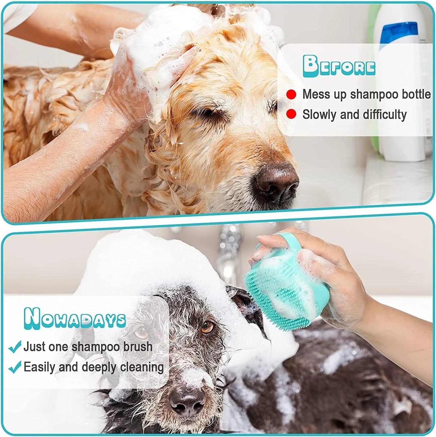 7pcs Pet Grooming Kit, Self-Cleaning Brush Shedding Kit With Nail Clipper, Flea Comb, Shampoo Bath Brush, Finger Toothbrush by GJG Denim