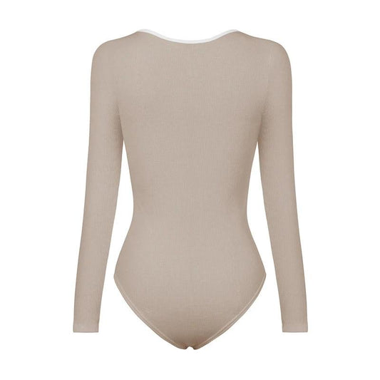 Tight Long Sleeve Jumpsuit Fashion Square Neck Zipper Thread Innner Corset Body Shaper Clothing For Dress Slim Sports Yoga Fitness body suit by GJG Denim