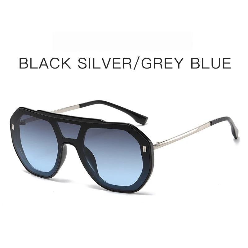 Large-frame Personalized Semi-metal One-piece Sunglasses For Men by GJG Denim