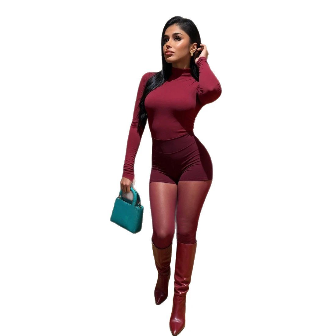 Personalized Street-style Chic Outfit A Tight-fitting Long-sleeve Top And Pants Set by GJG Denim
